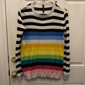 Renee C. Black and White Striped Light Sweater